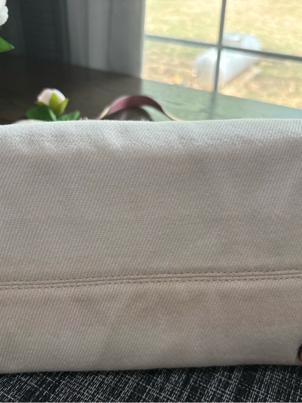 Louis Vuitton Cream Canvas Tote with Pink Handles and Logo - Picture 9 of 16